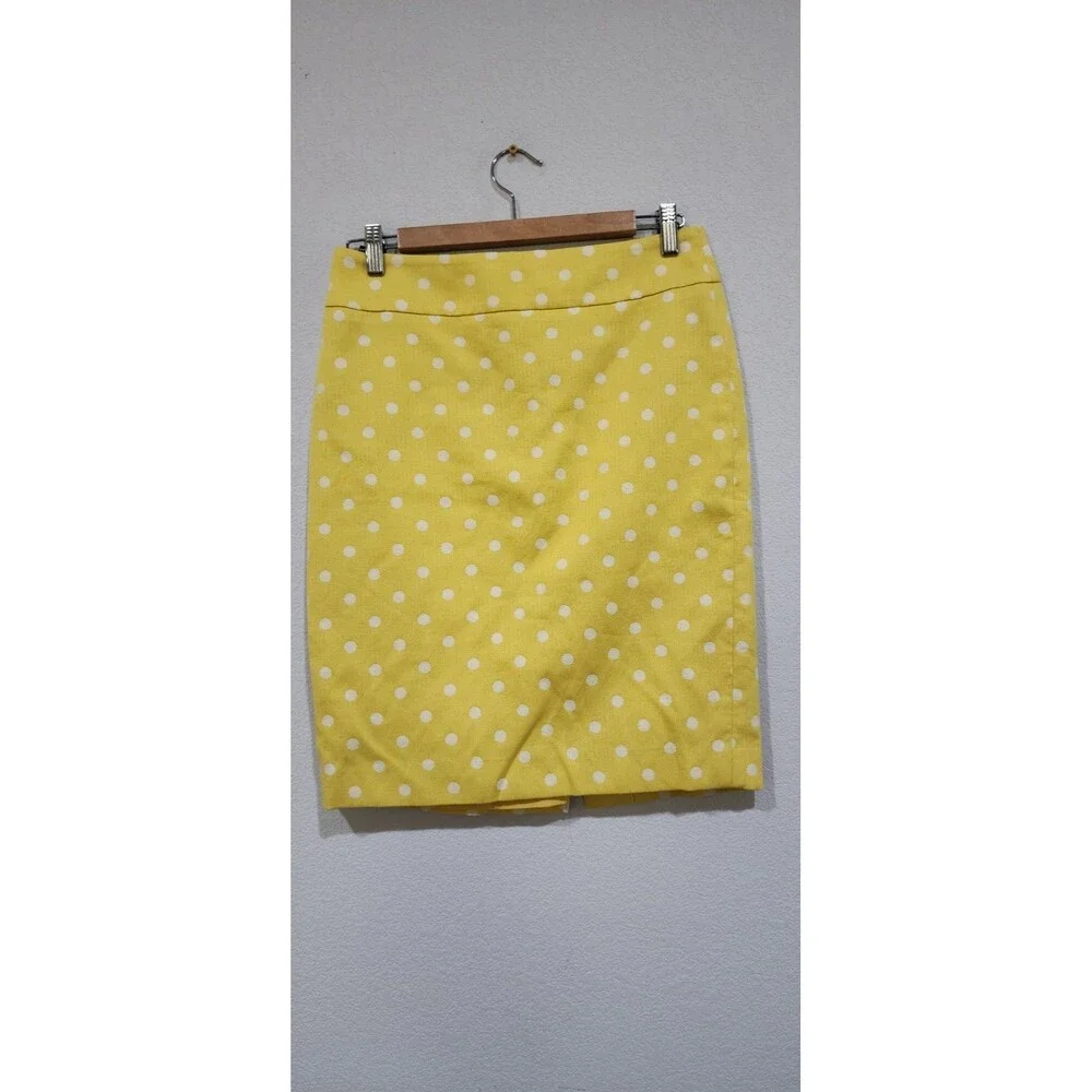 ANN TAYLOR polka dot yellow cotton blend skirt Sz 6